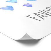 水の色のハート男の子の赤ちゃんシャワー好意サイン ポスター (角)