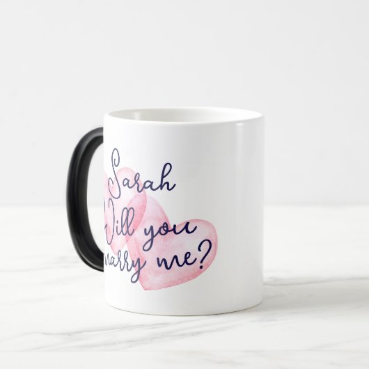 水の色のハート私の提案コーヒーマグを結婚 モーフィングマグカップ (正面左)