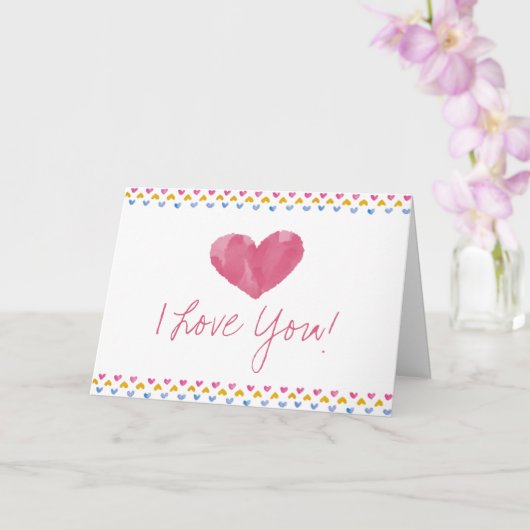 水の色のハート私はあなたを愛するバレンタインカード カード (蘭)