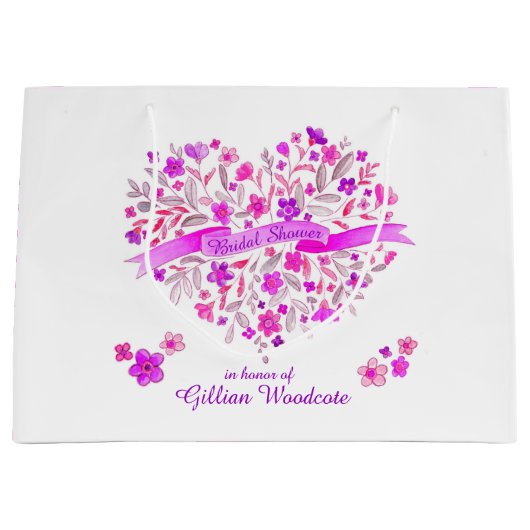 水の色のハート花嫁を賞賛する抱き枕 ラージペーパーバッグ (正面)