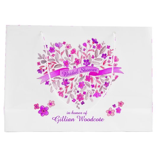 水の色のハート花嫁を賞賛する抱き枕 ラージペーパーバッグ (裏面)