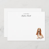 水の色のバスセットハウンドフラットサンキューノート サンキューカード (正面/裏面)