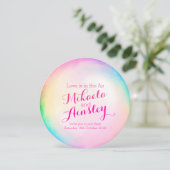 水の色のバブル結婚式の招待 招待状 (スタンド正面)