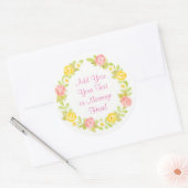 水の色のバラかわいらしリースのパーソナライズ ラウンドシール (封筒)