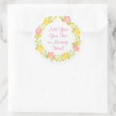 水の色のバラかわいらしリースのパーソナライズ ラウンドシール (バッグ)