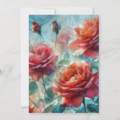 水の色のバラでくしゃくしゃになった紙ブライダルシャワー 招待状 (裏面)