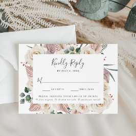 水の色のバラと蘭の食事の選択結婚の 出欠カード