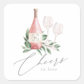 水の色のバラワイン植物性応援に愛 スクエアシール (正面)