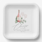 水の色のバラワイン植物性応援に愛 ペーパープレート (正面)