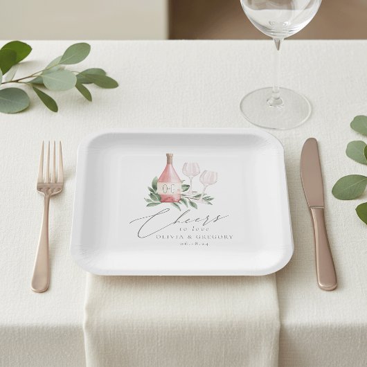 水の色のバラワイン植物性応援に愛 ペーパープレート