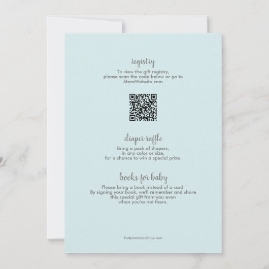 水の色のバルーン男の子ベビーすべて1つのシャワー 招待状 (裏面)