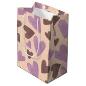 水の色のバレンタインデーチョコレートピンクハート ミディアムペーパーバッグ (裏面アングル)