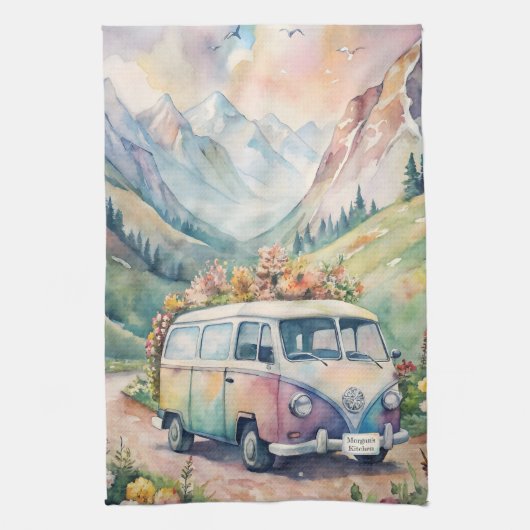 水の色のバンとカスタムプレートギフト キッチンタオル (縦)