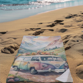 水の色のバンとカスタムプレートギフト ビーチタオル