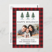 水の色のパインズフォトホリデープレイド ポストカード (正面/裏面)