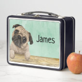 水の色のパグ独自の名前を追加メタルランチボックス メタルランチボックス (インサイチュ)