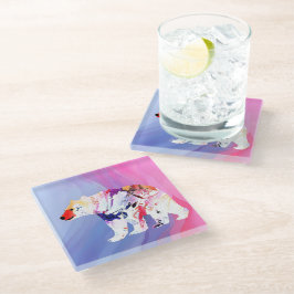 水の色のパステル北極探検家 ガラスコースター