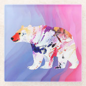 水の色のパステル北極探検家 ガラスコースター (正面)