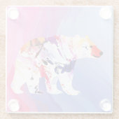 水の色のパステル北極探検家 ガラスコースター (裏面)