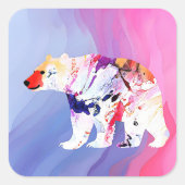 水の色のパステル北極探検家 スクエアシール (正面)