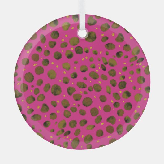 水の色のパターンと抽象芸術チーターの皮膚。 ガラスオーナメント (正面)