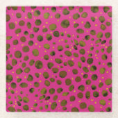 水の色のパターンと抽象芸術チーターの皮膚。 ガラスコースター (正面)