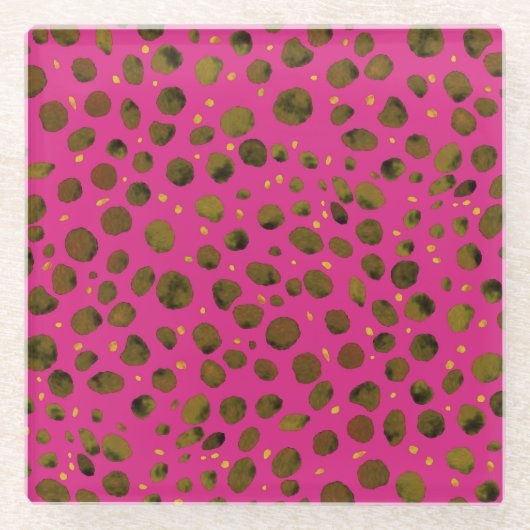 水の色のパターンと抽象芸術チーターの皮膚。 ガラスコースター (正面)