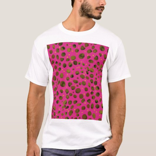 水の色のパターンと抽象芸術チーターの皮膚。 Tシャツ (正面)