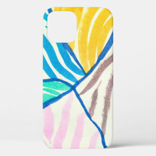 水の色のパッチワーク：汚絵を描いスタイル。 iPhone 12ケース