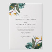 水の色のパラダイス結婚の鳥 ベラム紙招待状 (正面)