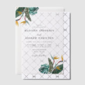 水の色のパラダイス結婚の鳥 ベラム紙招待状 (オフセット (招待状))