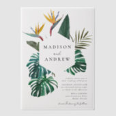 水の色のパラダイス結婚の鳥 ベラム紙招待状 (正面)