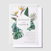 水の色のパラダイス結婚の鳥 ベラム紙招待状 (オフセット)