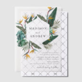 水の色のパラダイス結婚の鳥 ベラム紙招待状 (オフセット (招待状))