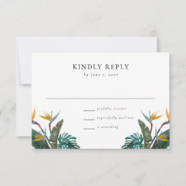 水の色のパラダイス結婚の鳥 出欠カード