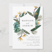 水の色のパラダイス結婚の鳥 招待状 (正面)