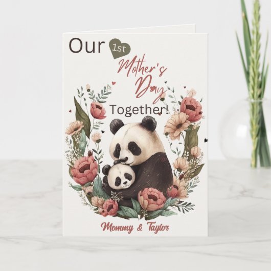 水の色のパンダとカブ、母の日 カード (正面)