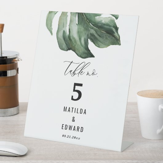 水の色のパームエレガントス結婚スクリプト 台座サイン (インサイチュ)