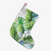 水の色のパーム葉の、エキゾチックなシームレスな背景 スモールクリスマスストッキング (正面 (吊り時))