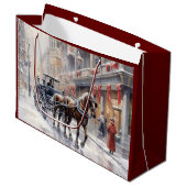 水の色のビクトリアンクリスマス ラージペーパーバッグ (正面アングル)