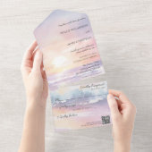 水の色のビーチサンセットオールインワンウェディング招待 オールインワン招待状 (貼ってはがせる)