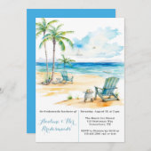 水の色のビーチシーンBridesmaids Luncheon 招待状 (正面/裏面)