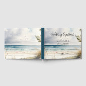 水の色のビーチ沿岸の目的地の結婚式 ゲストブック (全面)