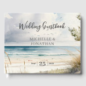 水の色のビーチ沿岸の目的地の結婚式 ゲストブック (正面)
