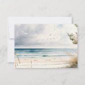 水の色のビーチ沿岸の目的地の結婚式 出欠カード (裏面)