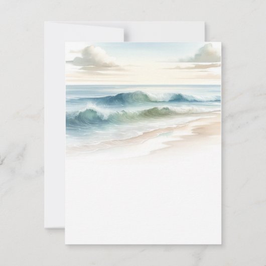 水の色のビーチ波の海岸日付写真を保存 招待状 (裏面)