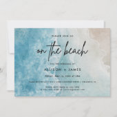 水の色のビーチ目的地の結婚式 招待状 (正面)