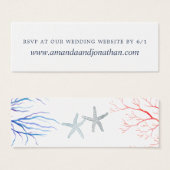 水の色のビーチ結婚式の返信WebサイトRSVP (正面&裏面)