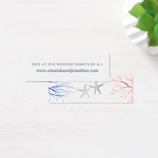 水の色のビーチ結婚式の返信WebサイトRSVP (デスク)