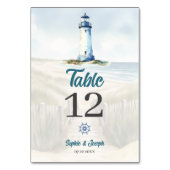 水の色のビーチ、沿岸ニューイングランド結婚ズ テーブルナンバー (裏面)